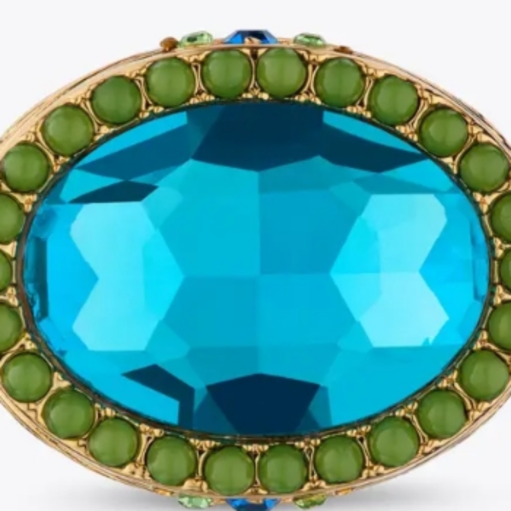 Low Start Kurt Geiger-Oval Cocktail Ring (Teal/Green 💚💙)- 9 US - Picture 5 of 6
